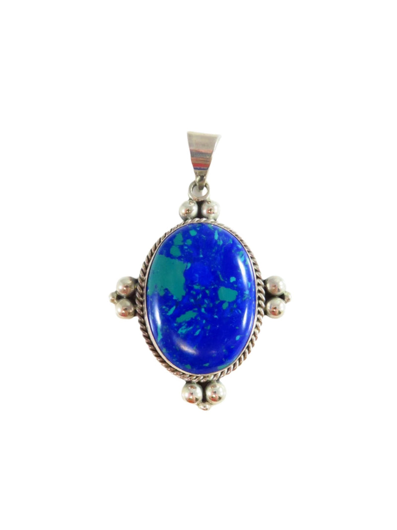 Stone of Heaven Sterling Silver Pendant Blue Green Polished Cabochon — Jewelry & Watches:Fine Jewelry:Fine Pins & Brooches:Di
