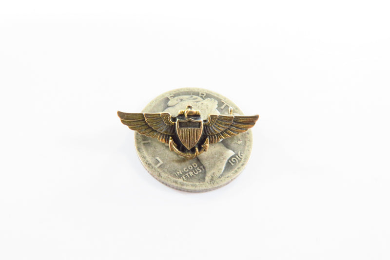 WWII US Navy Naval Aviator Gold Filled Pilot Wings by LGB Pinback 3/4"