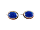Stone of Heaven 925 Oval Dangling Ear Wire Back Blue Green Polished Cabochon