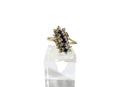 10K Gold Lab Created Sapphire Marquise & Diamond Cluster Ring, Size 5.25, SGC Mark — Jewelry & Watches:Fine Jewelry:Fine Ring