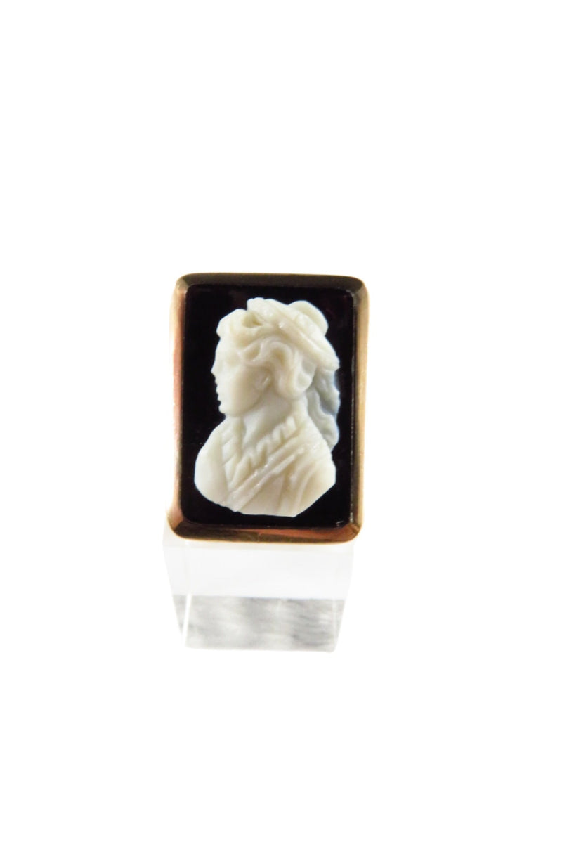 Antique c1880 10K Gold Onyx Cameo Ring Wide Engraved Cigar Band Size 7.25 — Jewelry & Watches:Vintage & Antique Jewelry:Fine: