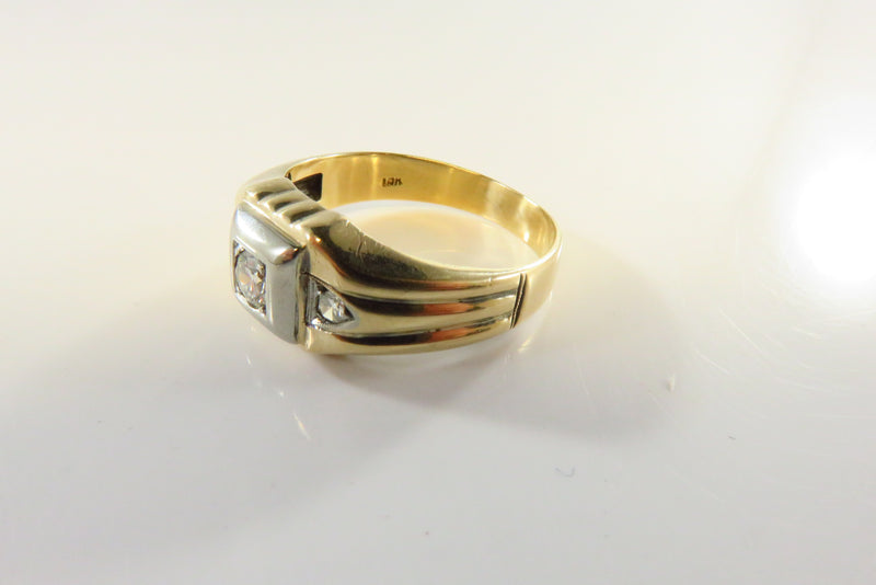 10k Gold Mens 3.5mm Diamond Band Statement Ring Size 10 1/2