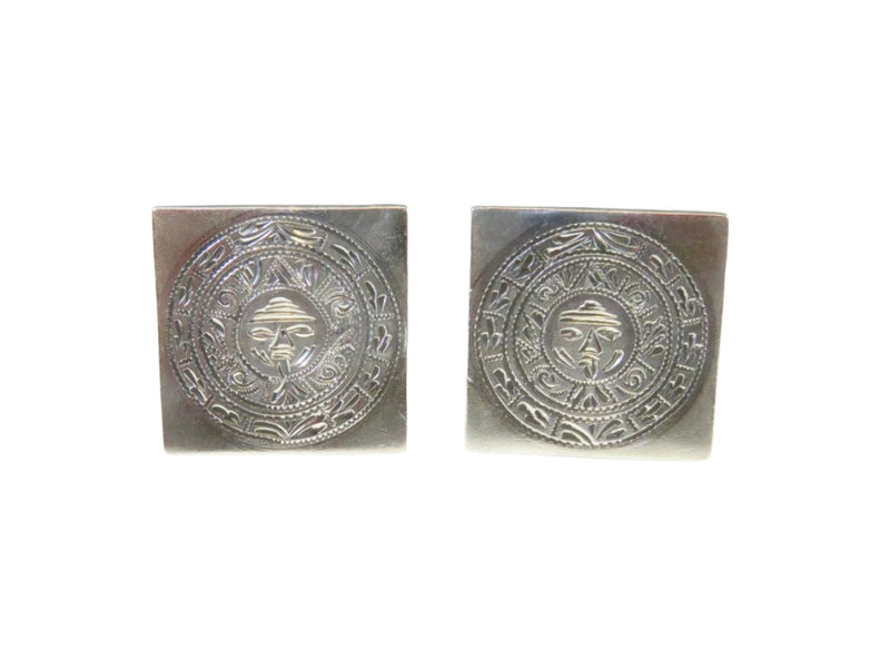 Vintage Mayan Calendar Cufflink Set Horacio De La Parra Eagle 34 Sterling Silver