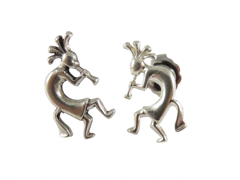 Sterling Silver Kokopelli Post Back Earrings