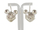 Mickey Mouse Head Repousse Sterling Silver 1" Drop Fishhook Earrings — Jewelry & Watches:Vintage & Antique Jewelry:Fine:Retro