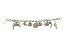 Vintage 8 1/4" Han 925 Rolo Link Chain Toggle Bracelet with Charms Heavy 37 Gram — Sterling Silver, Silver — front view