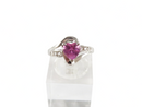 10K White Gold Ring w/Heart Shaped Pink Ruby
