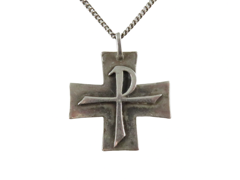 Sterling Christian Staurogram Cross Pendant Tau-Rho Cross