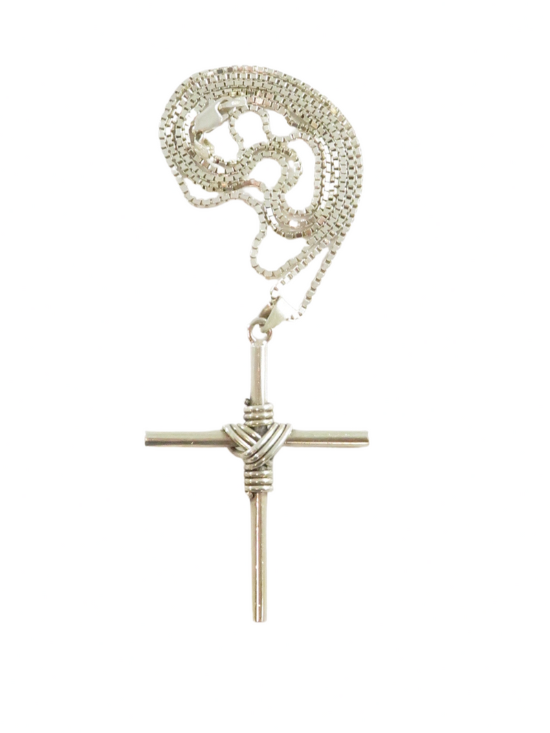 Sterling Wire Wrapped Post Form Christian Cross