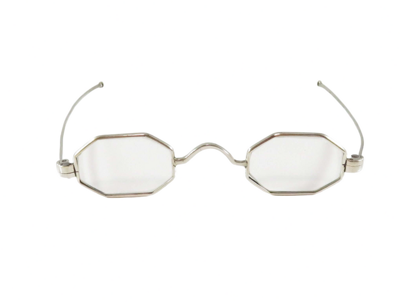 c1850 Coin Silver Eyeglass Spectacles With Glass