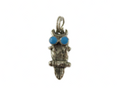 Vintage Costume Silver tone Owl Blue Eyes Base Metal Charm product image for Just Stuff I Sell, clear front view, neutral background, original listing photo, optimized descriptive alt text, centered composition
