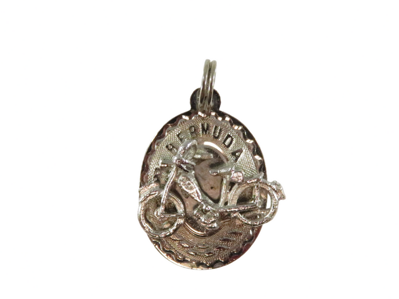 Vintage Sterling Silver Bermuda Moped Travel Charm Makers Mark A Inside a Diamon — Sterling Silver, Silver • Diamond — front