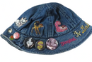 c1990's Disneyland Bucket Hat Denim with Characters and Pins Gabriela — front view