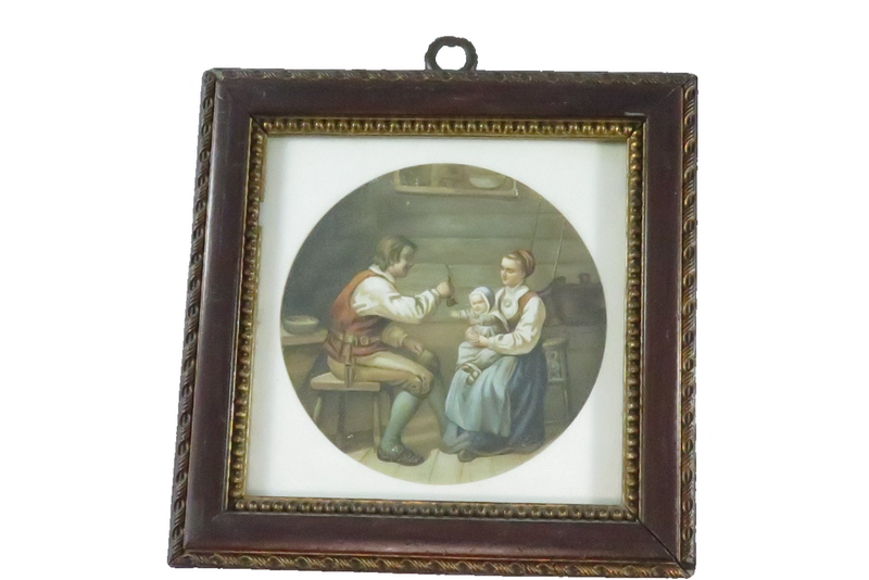 Miniature Antique Lithograph by Adolph Tidemand