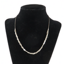 Sterling Silver Herringbone 1.3mm x .76mm Necklace with Woven Accents 16 3/4" TL — Sterling Silver, Silver — front view