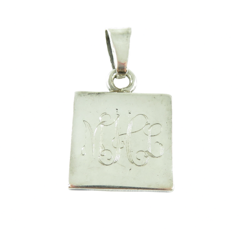 3/4" Vanity Name Plaque Pendant in Sterling Silver Engraved MHL