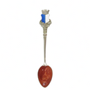 Vintage 800 Silver Spoon Hand Painted Enamel Fancy Lion with Blue White Shield — Silver, Enamel — front view