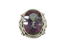 Sterling Silver Mystic Topaz Ring Size 7.25 Fancy Setting Bezel Set, Ball Twiste — Jewelry & Watches:Vintage & Antique Jewelr