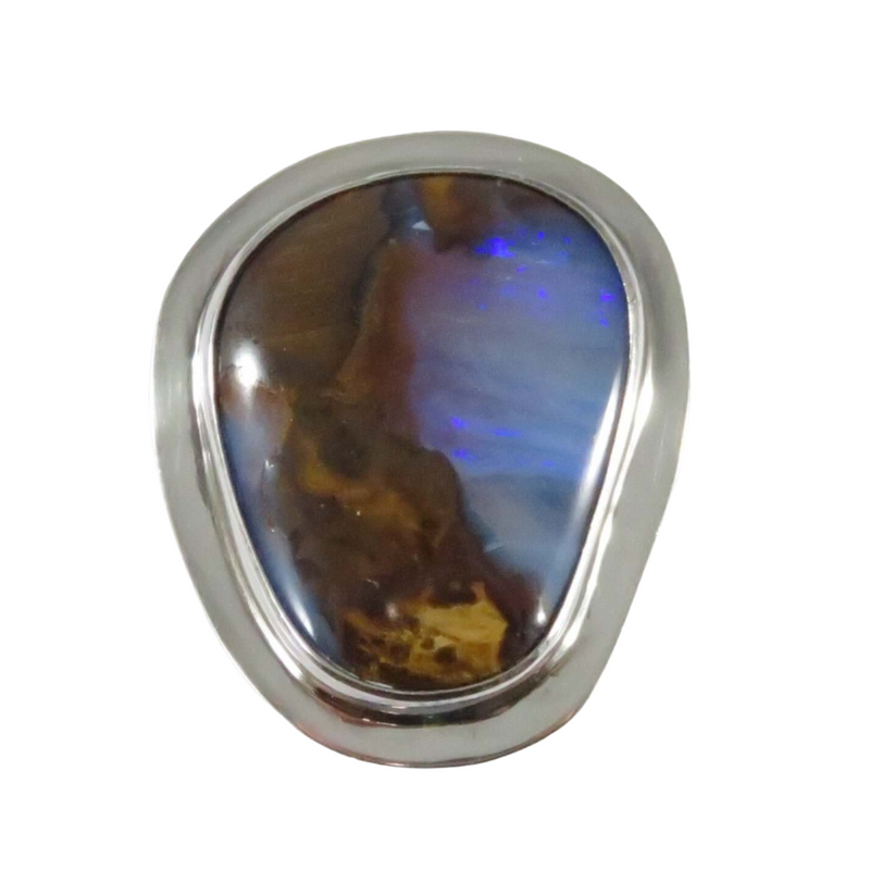 Australian Boulder Opal Sterling Silver Ring