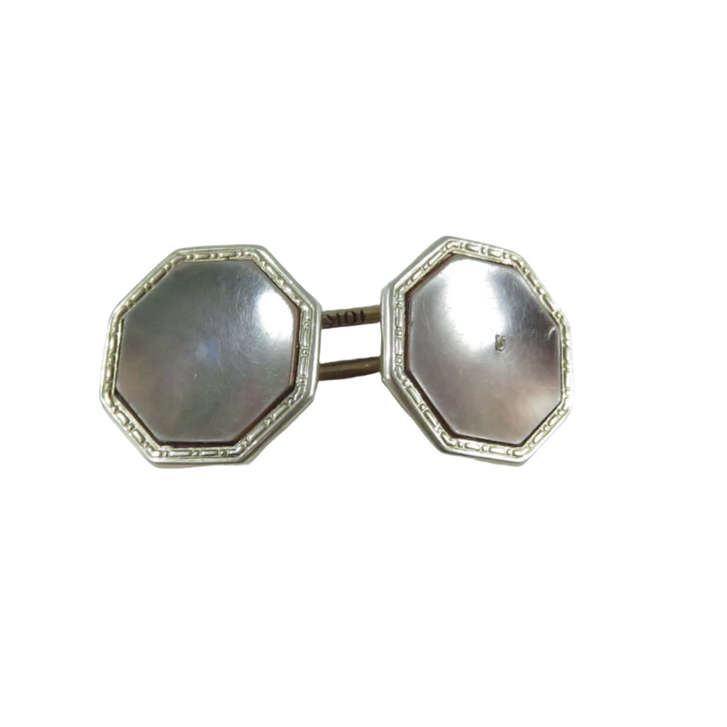 Art Deco 10K Gold Single Park Roger Cufflink