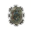 Abalone Sterling Silver Pendant Brooch Taxco Mexico E. Ortiz