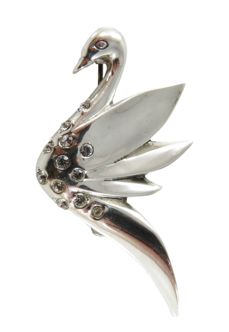  Sterling Silver Swan Brooch Pin