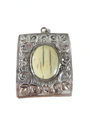 Antique Sterling Repousse Mint Pill Snuff Box Pendant With Cream Colored Bone — Jewelry & Watches:Fine Jewelry:Fine Pins & Br