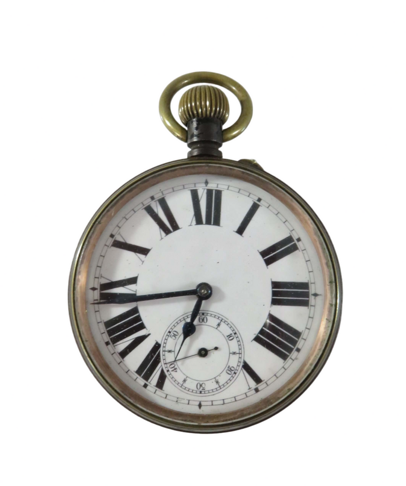 Antique Salesman Sample Acier Garanti Swiss Made Gunmetal Open Faced Pocket Watc — Jewelry & Watches:Watches, Parts & Accesso