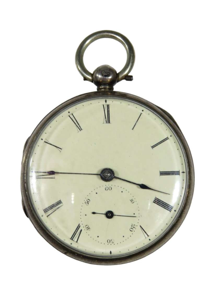 c1840 Silver Fusee Pocket Watch Diamond Jewel Detached Lever Escapement 45mm — Watches • Silver • Diamond — front view