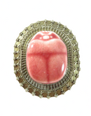 A Rare Miyamoto Shoto Scarab Brooch Pendant in Red Circa 1965 — Silver — front view