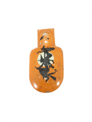 Vintage Witch Halloween Clicker Tin Metal Noisemaker T. Cohn Brooklyn NY Made in USA — front view