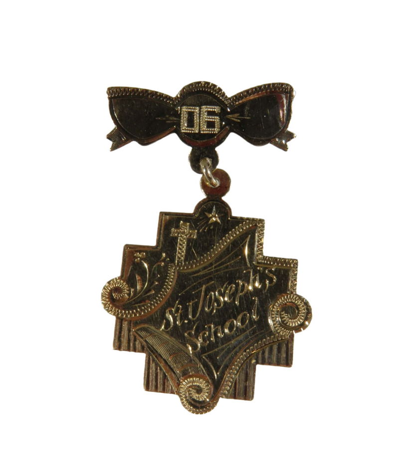 1906 St. Joseph’s School Edwardian Academic Award Medal in Solid 10K Yellow Gold with Pin Bar — Collectibles:Historical Memor