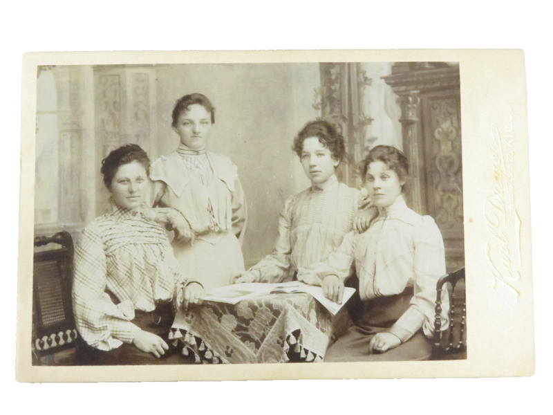 Unnamed Sitters Four Woman At a Table Karl Dreyer Kiel Germany Antique Photograph