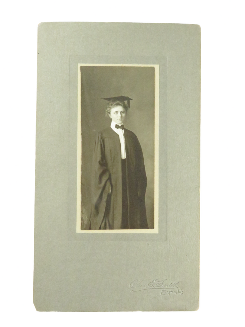 Unnamed Sitter Graduation Girl Cap, Gown, Bow Tie, Charles E Smith Evanston Anti