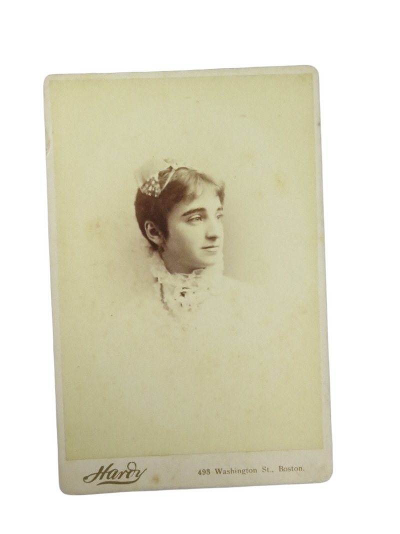 Unnamed Sitter Short Haired Lacy Tom Boy Woman in White Hardy Boston Antique