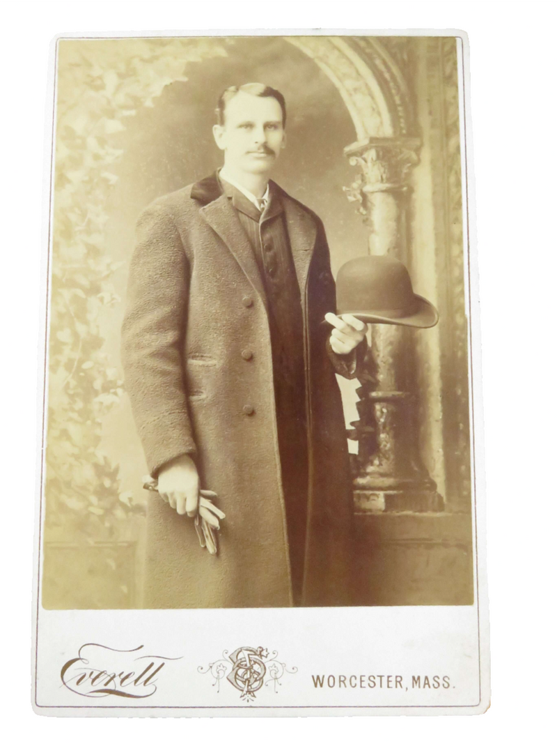 Clarence O Crockett Bowler Hat Handsome Man Everett Worcester Mass Antique Photo