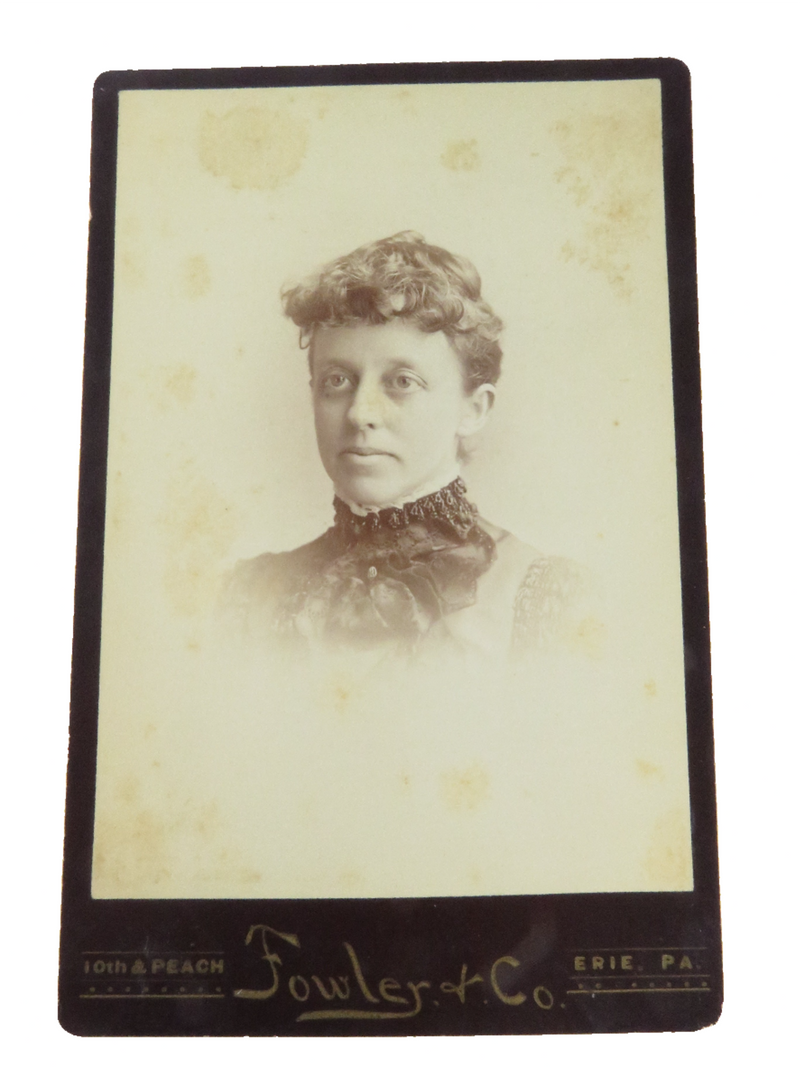 Victorian Woman in Ruffles Unnamed Sitter Fowler & Co Erie PA Antique Photograph