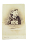 Unnamed Sitter Adorable Decked Out Little Girl Douglass Brooklyn NY Antique Photo — Garnet — front view