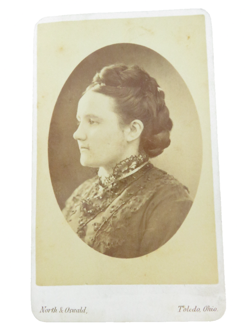 Unnamed Sitter Victorian Woman Fancy Hair North & Oswald Toledo Antique Photograph — front view