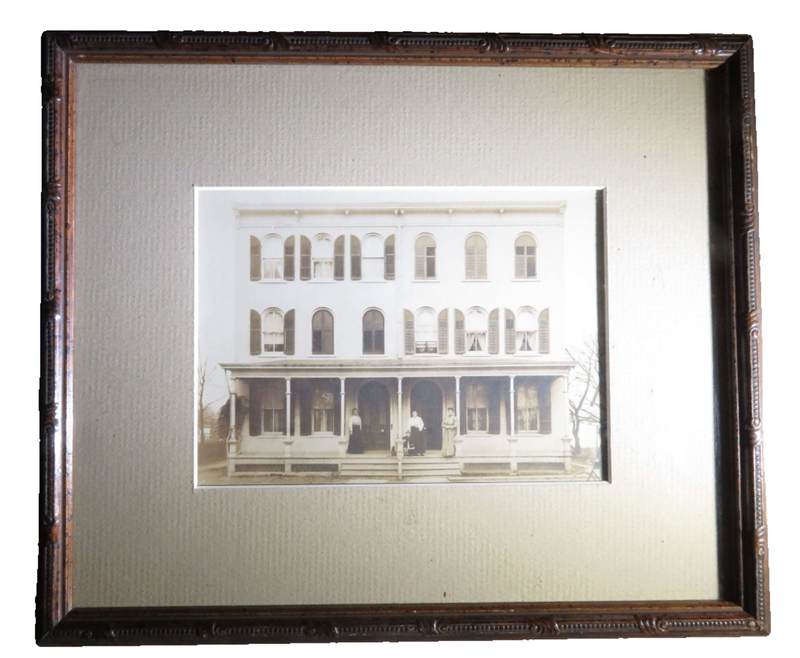 Antique 3 Story Duplex Home Photograph Fine Frame City Still Life — front view
