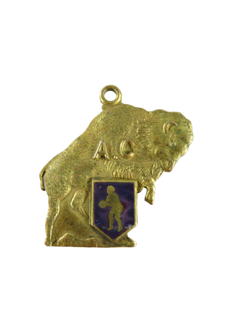 1952 Basketball Medal Gold Filled Buffalo Form Tom Fanning Front View