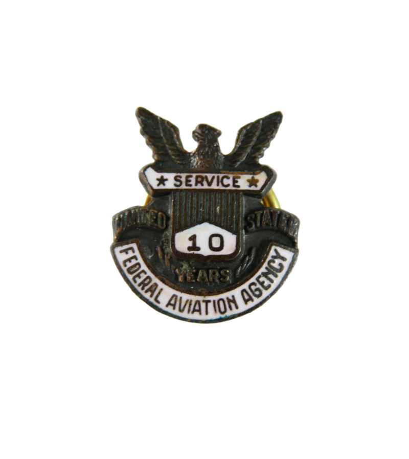Vintage 10 Year Service Collar Pin Federal Aviation Agency — Enamel — front view