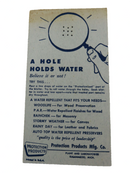 A Hole Holds Water Advertising Card by Protection Products Mfg. Co. Kalamazoo Mi product image for Just Stuff I Sell, clear front view, neutral background, original listing photo, optimized descriptive alt text, centered composition