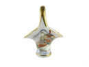 Hand Painted Japan Miniature Gold Gilt Wedding Basket Porcelain Ceramic Miniature — Gold — front view