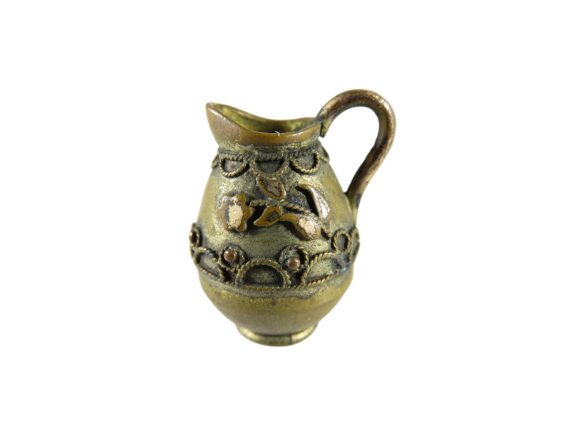 Victorian Grand Tour Miniature Gilt Brass Pitcher Ewer Carafe Vessel Souvenir — Gold — front view