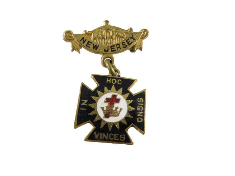 1919 34th Triennial Philadelphia Conclave Badge New Jersey Knights Templar Medal — Gold, Enamel — front view