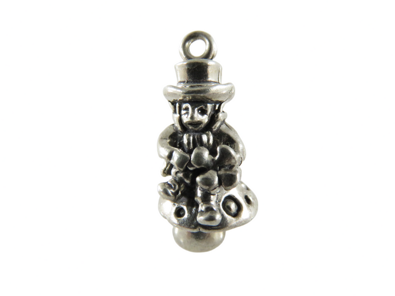Vintage 3D Sterling Charm Leprechaun Charm, Lucky Charm, Irish Charm, Luck of the Irish Large — Sterling Silver, Silver — fro
