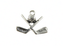 Vintage Sterling Silver Crossed Golf Clubs with Ball Charm — Sterling Silver, Silver — front view