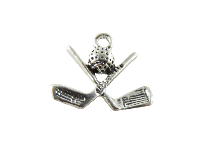 Vintage Sterling Silver Crossed Golf Clubs with Ball Charm