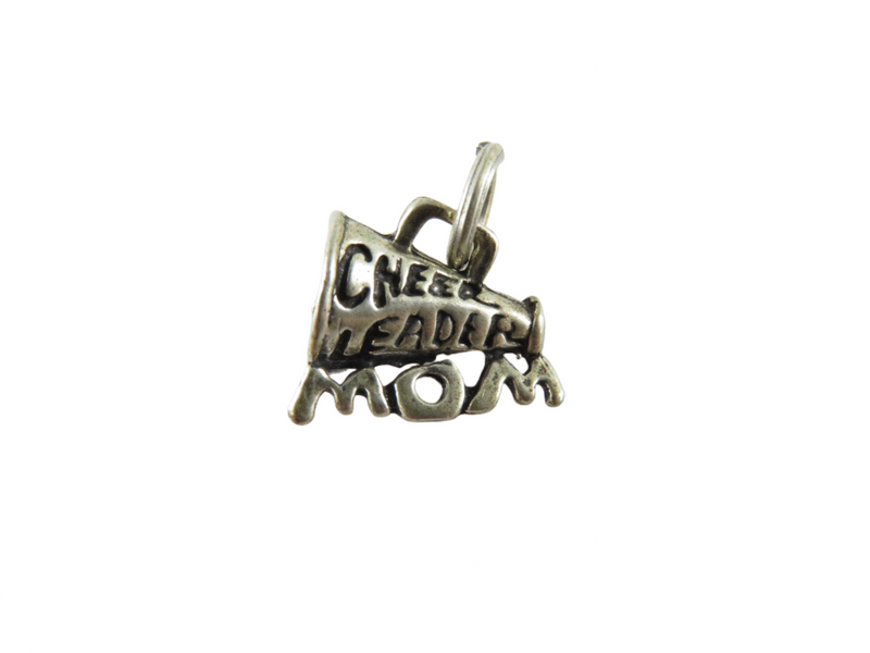 Vintage 3D Sterling Silver Cheerleading Mom Charm Megaphone Mom Charm — Sterling Silver, Silver — front view